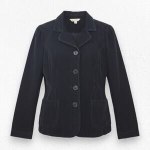 Y2K Black Corduroy Front Button Collared Welt Pockets Classic Jacket Size Large